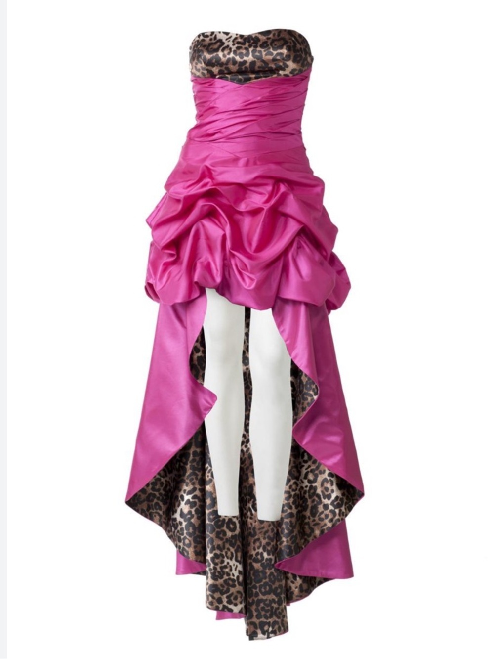 Trixxi Y2K Style Hot Pink Leopard Print High-Low Prom Gown - Size 15